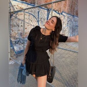 LoveShackFancy Natasha Mini Dress in Black